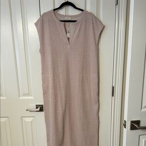 LOFT Blush Textured Midi Dress